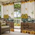 thumbnail image 2 of Summer Truck Sunflower Outdoor Curtains for Patio, Country Vintage Yellow Flower Leaf Butterfly Waterproof Outside Curtains Privacy Blackout Curtain for Porch Pergola Cabana, 2 Panel 54W x 108L Inch, 2 of 9