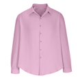 thumbnail image 6 of UVEASISHA Mens Solid Color Button Down Shirt Lightweight Long Sleeve Lapel Shirts Loose Fit Casual Beach Shirt Summer Wedding Dress Shirts Pink M, 6 of 7