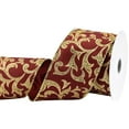 thumbnail image 2 of HOMEFORD ESC05 Christmas Glittered Scroll Fashion Wired Ribbon, 2-1/2-inch, 10-yard, Wine, 2 of 3