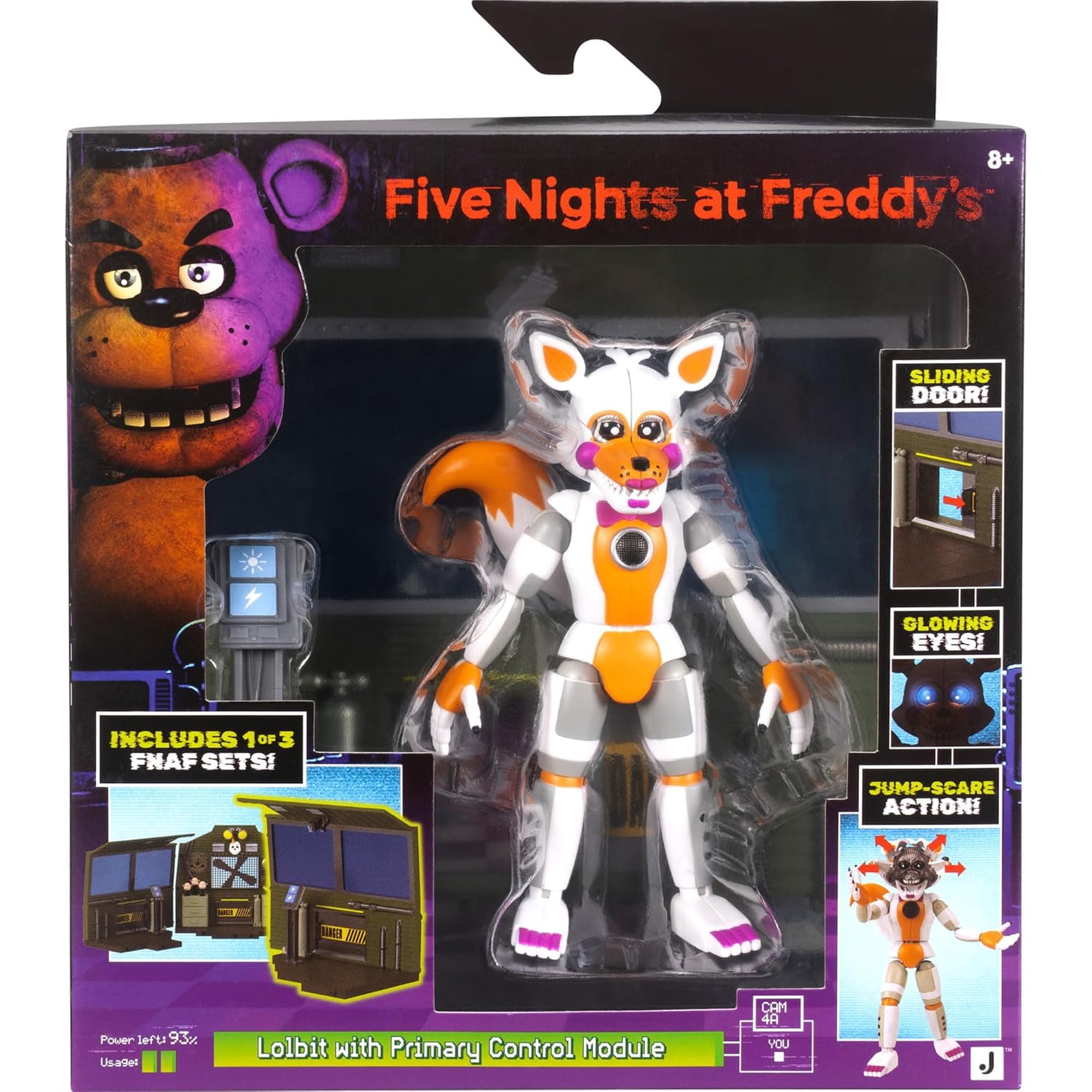 Jazwares Five Nights at Freddy’s Lolbit Office Set - 5-Inch Articulated Figure with Jumpscare Feature, Glow-in-The-Dark Eyes, and Diorama