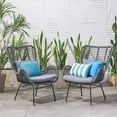 thumbnail image 2 of Patio Chairs Set of 2, All Weather Rattan Wicker Dining Chairs with Soft Cushions, Armrest, Outdoor Dining Chairs for Garden, Pool, Backyard, Lawn, Porch, Grey, 2 of 6