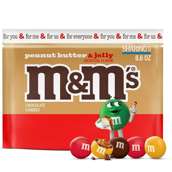 M&M’S Peanut Butter & Jelly Candy, Sharing Size, 8.6 Oz Resealable Bulk Bag