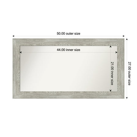 Amanti Art Custom Framed Wall and Bathroom Mirror (27 x 50 in.), Dove Greywash Frame