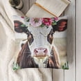 thumbnail image 3 of SHANXI Just A Girl Who Lovers Cows Floral Throw Pillow Case Leopard Print Floral Dairy Cow Decorative Cushion Cover 24x24in, 3 of 5