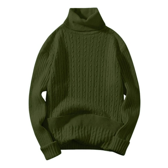 Mens Sweater Coat Tops Wool Round Neck Bottoming Shirt All Matching High Neck Mens Fall And Winter Clothing,Army Green,L
