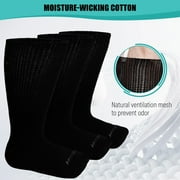 AMITOFO Unisex Breathable Cotton Diabetic Socks, Black (3 Pack)