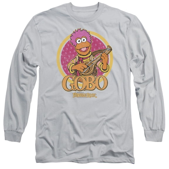 Fraggle Rock Gobo Circle Long Sleeve Adult 18/1 T-Shirt Silver