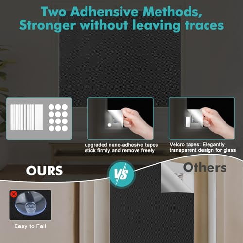 Blackout Curtains for Bedroom, 118 x 57 Inch Portable Window Blinds, No Drill DIY Blackout Shades with Adhesive Stickers for Nursery, Travel, and Home Use