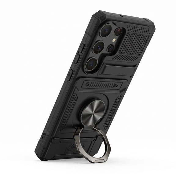 [Ultimate 3-in-1] for Samsung Galaxy S26 Ultra Case (2026), Military Grade Protection with Hidden 2-Card Wallet, 360° Metal Ring Stand & Belt Clip, Rugged Armor Phone Cover for S26 Ultra 6.9", Black
