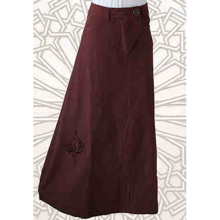 42" LONG BROWN A-LINE COTTON SKIRT | TALL SKIRTS (Waist Size = 28" / SIZE 6 US)