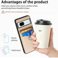 thumbnail image 5 of Phone Case for Google Pixel 7A 5G 2023 Wallet Cover with Tempered Glass Screen Protector and Slim Ring Stand Credit Card Holder Magnetic Leather Cell Accessories Pixel7A A7 Women Men Beige, 5 of 14