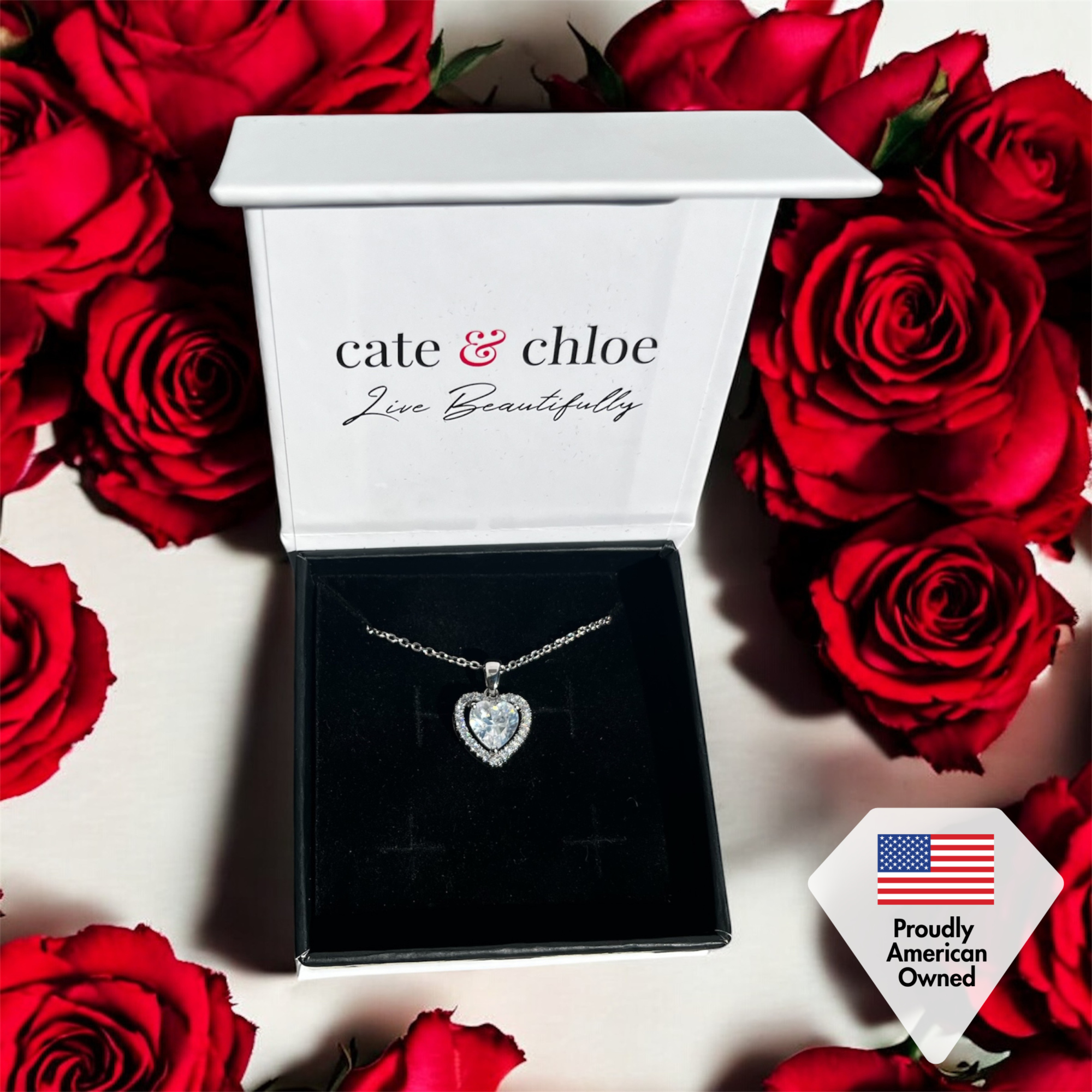 Cate & Chloe Amora 18K White Gold Heart Necklace photo 7