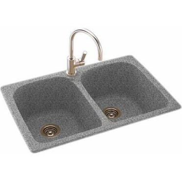Swan Granite Dual Mount Kitchen Sink (22" x 33") with 2 Faucet Holes ...