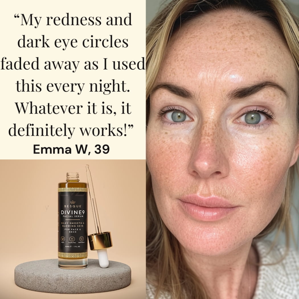 Besque DIVINE9 Firming Rejuvenation Facial Serum, Reduces Inflammation, Deeply Nourishing, Hydrating and Reparative Serum, Prevents Outbreaks 1 FI Oz