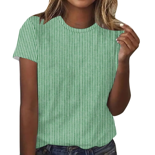 Blusas para las Mujeres Casual Impreso Cuello Redondo Suéter Manga Corta Blusa, Ligero Casual Top