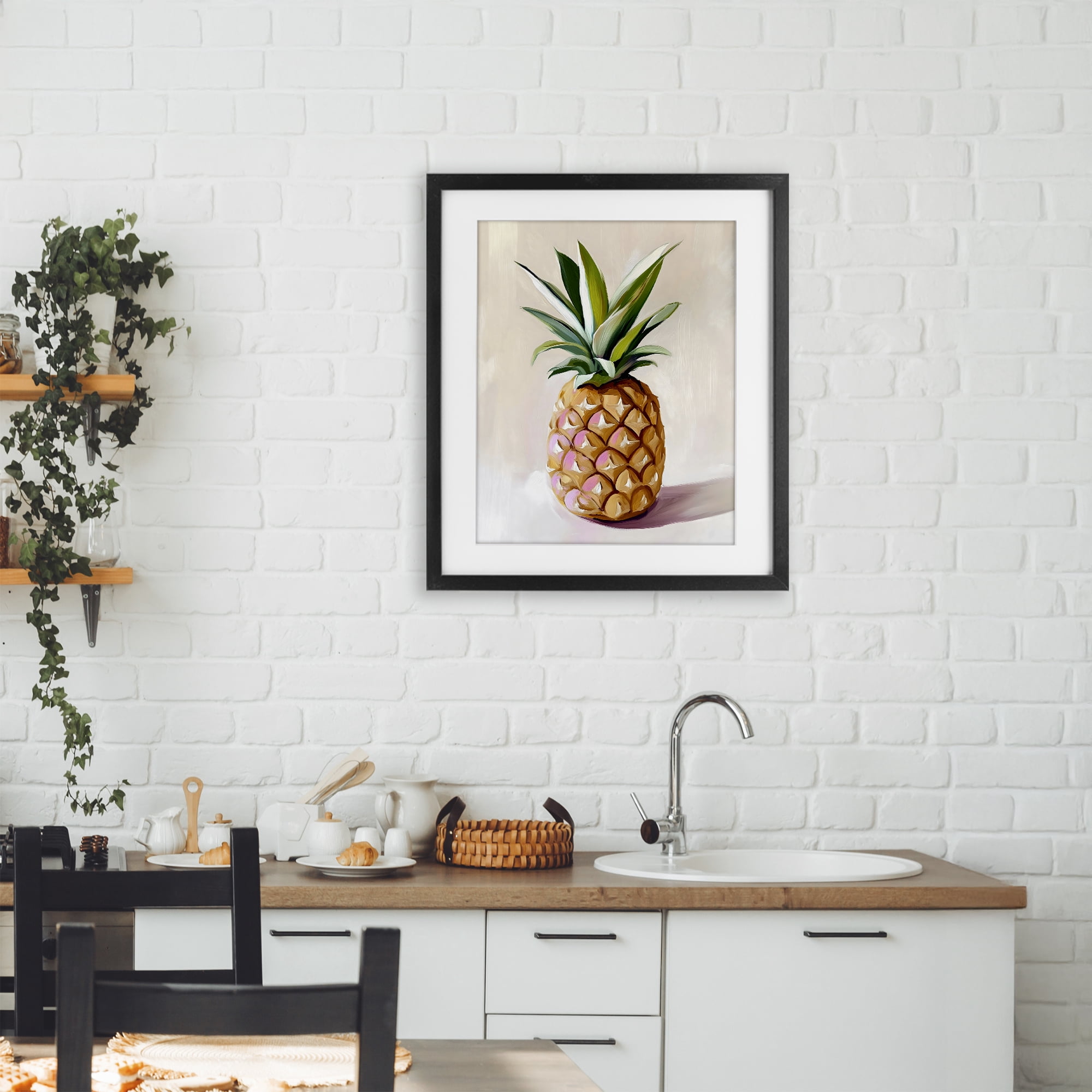 Stupell Industries Pastel Pineapple Tropical Fruit Black Framed Print Under Glass, design by The Prints Vibe