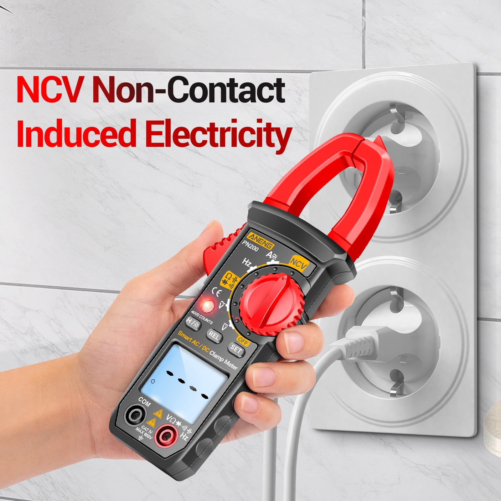 ANENG PN200 Clamp Meter Multimeter Tester with AC/DC Current,AC/DC Voltage, NCV Amp Ohm Volt 4000 Counts Meter Measures Capacitance, Resistance, Diodes, Continuity Frequency Backlight Electric Tools