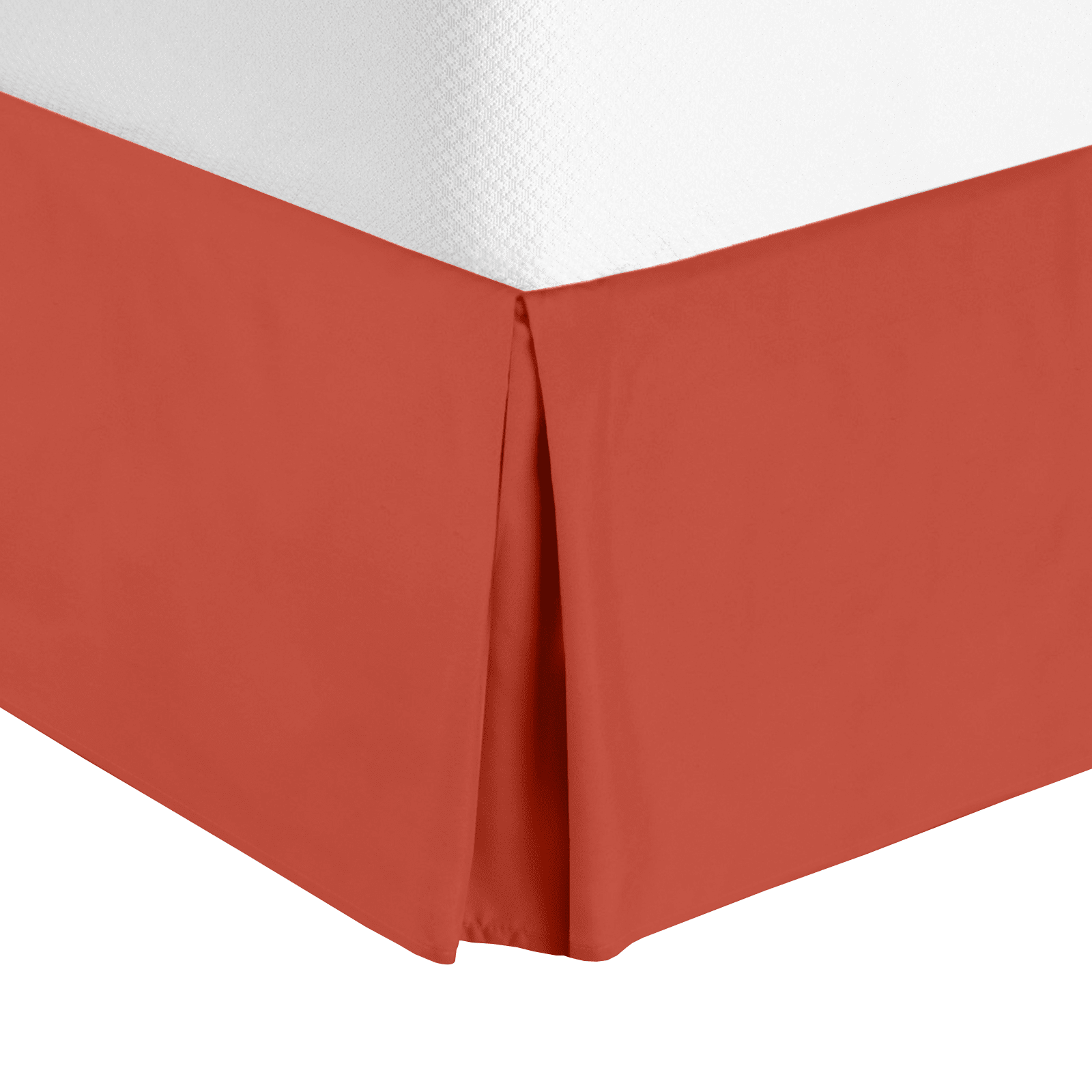 14" Tailored Pleated Bed Skirt Dust Ruffle, Cal King, Orange, by Clara
