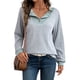 thumbnail image 1 of Camisetas de Larga de Moda de Otoño para Mujer, Sudaderas con Cuello en V y Botones de Patchwork, Tops Casuales Tipo Pulóver Gris L, 1 of 9