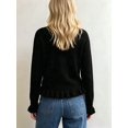 thumbnail image 6 of Women'S Solid Crew Neck Ruffle Hem Long Sleeve Knit Sweater, 6 of 8