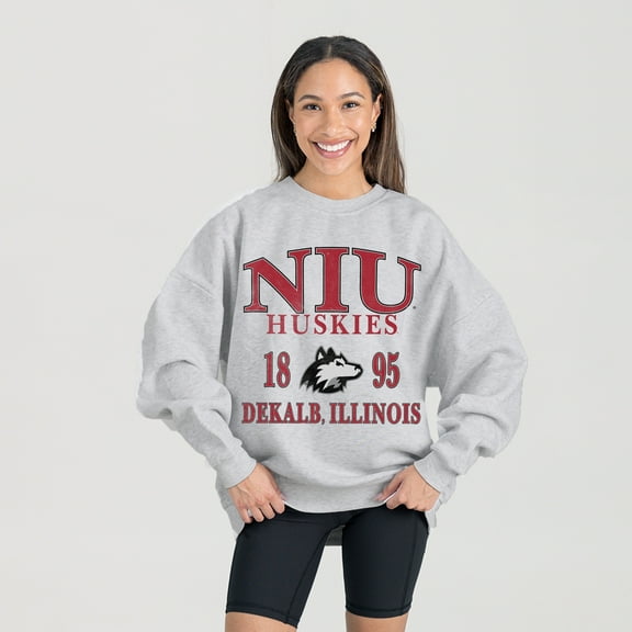 Women's Gameday Couture Ash Northern Illinois Huskies Premium Fleece Pullover Sweatshirt