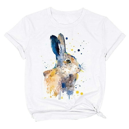 

Ziloco Long Sleeve Round-Neck Blouses & Shirts Corset Top Women Casual Easter Lovely Rabbit Printing Loose Comfortable Tops T-shirt Blouse Ladies Summer Tops