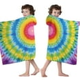 thumbnail image 4 of Rainbow Tie Dye Mandala Pattern Hooded Bath Towel，50"x30" for Ages 3 To 12 Kids, Quick Dry Lightweight Soft Microfiber Hood Beach Towel Cover Up for Kids, 4 of 7