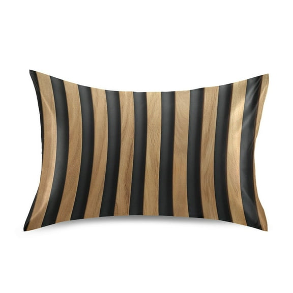 Brown Stripes Satin Pillowcase 20''x26'' Double-Sided Print Soft Wrinkle Resistant