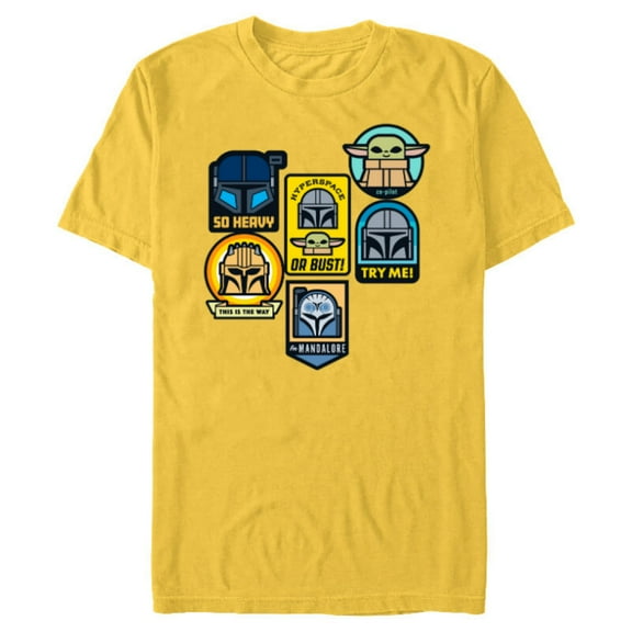 Star Wars The Mandalorian Season 3 Character Stickers Grogu - Short Sleeve Blended T-Shirt for Adults - Customized-Yellow