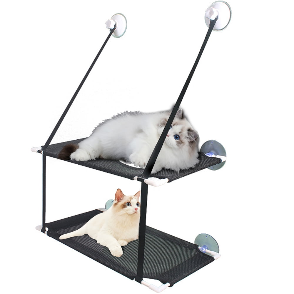 Carkira Cat Window Sill, Large Double Layer Cat Hammock for Multiple