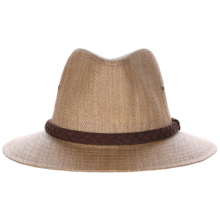 Panama Hat with Faux Suede Band and Adjustable Sweatband Suede Concho Hat and Headband – Village Hat Shop main image 3