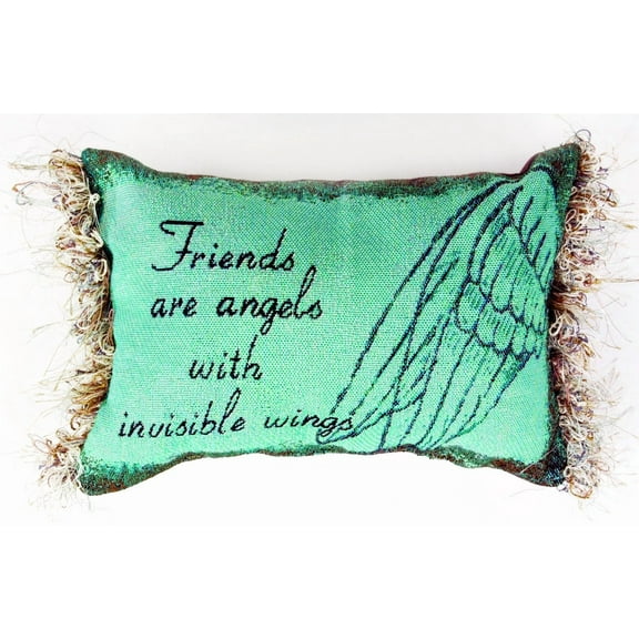 Manual 12.5 x 8.5-Inch Decorative Embroidered Word Pillow with Fringe, Friends are Angels