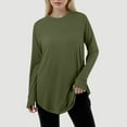 thumbnail image 2 of Yuanlong Womens T-Shirts Oversized Solid Long Sleeve Round Neck Tee Loose Tshirts Spring Layer Clothes Lady Relaxed Tops, 2 of 4