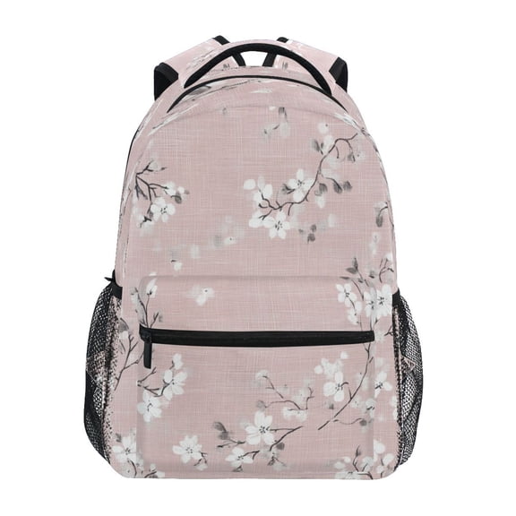 Backpack 16x11.4x6.9 Inches Fashion Backpack Shopping Travel Outing Backpack Pink Cloth Flowers