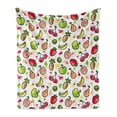 thumbnail image 1 of Fruits Soft Flannel Fleece Throw Blanket, Watercolor Pear Cherries Kiwi Apple Brushstroke Splashes Kids Kitchen, Cozy Plush for Indoor and Outdoor Use, 50" x 70", Peach Lime Green Red, by Ambesonne, 1 of 6