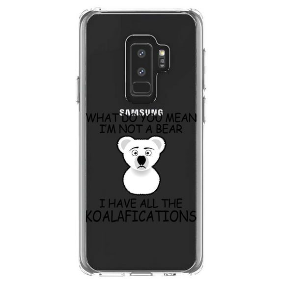 DistinctInk Clear Shockproof Hybrid Case for Samsung Galaxy S9  PLUS (6.2" Screen) - TPU Bumper Acrylic Back Tempered Glass Screen Protector - Not a Bear? I have the Koala-fications