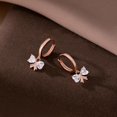thumbnail image 4 of Sterling Silver CZ Bow Hoop Earrings for Women Teens Love Bow Hoop Earrings Huggie Valentines Day Earrings, 4 of 10