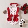 thumbnail image 2 of Otqutp Children's Girls Valentine's Day 3 Piece Suit Long Sleeve Love Printed Clothes Set Baby Cute Bodysuit Solid Color Ruffle Back Dress with Hairband(5-White,12-18 Months), 2 of 9
