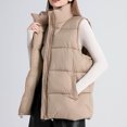 thumbnail image 5 of Fanxing Womens Puffer Vest Sleeveless Winter Quilted Jackets Zip Up Coats Stand Collar Padded Outerwear with Pocket Khaki XL, 5 of 6