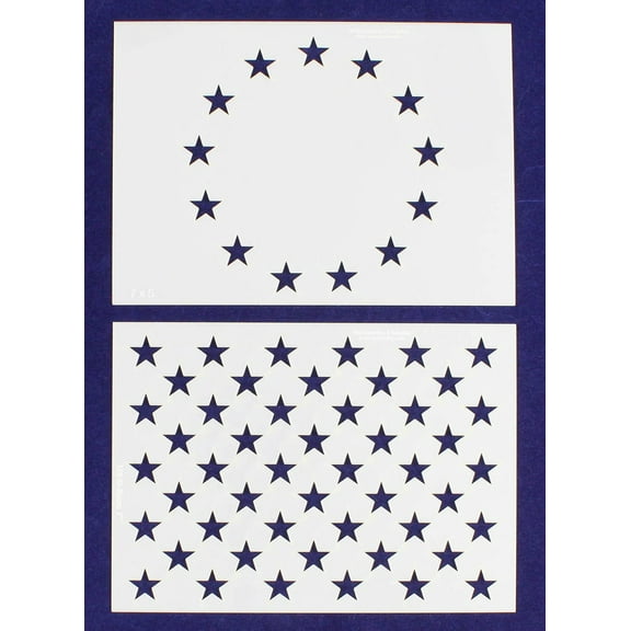 2 Pc- 5" x 7" -13 Star Revolutionary War & 50 Star Fields. Stencils