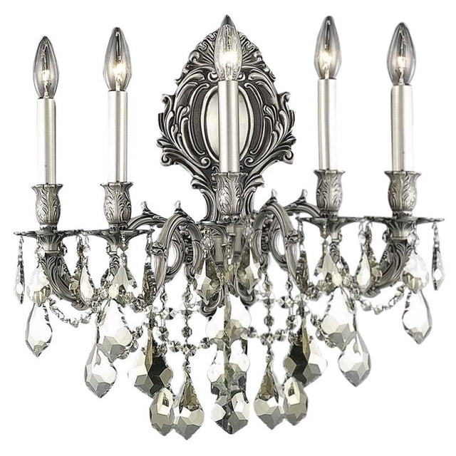 Elegant Lighting Monarch Traditional Pewter 5 Light E12 Royal Crystal Wall Sconce