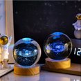 thumbnail image 2 of 3D Crystal Ball with LED Wooden Base Laser Engraved Solar System Globe Astronomy Decor Gift, 2 of 7