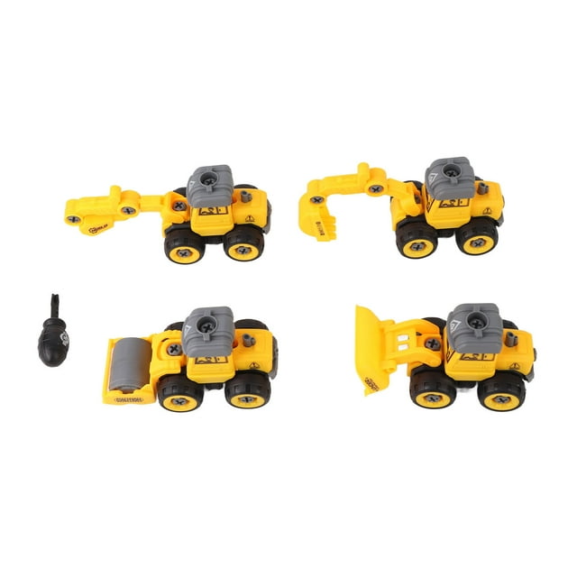 Juego de juguetes de construcción 4 en 1 para niños, con camiones, vehículos y juguetes de ingeniería, educativos y portátiles.