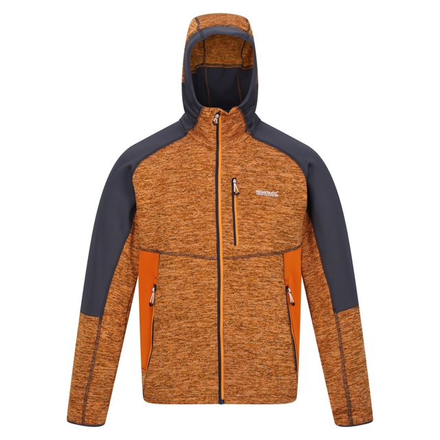 Regatta - Sudadera con Cremallera Cadford III Jaspeada para Hombre (Naranja Llama, Gris India)