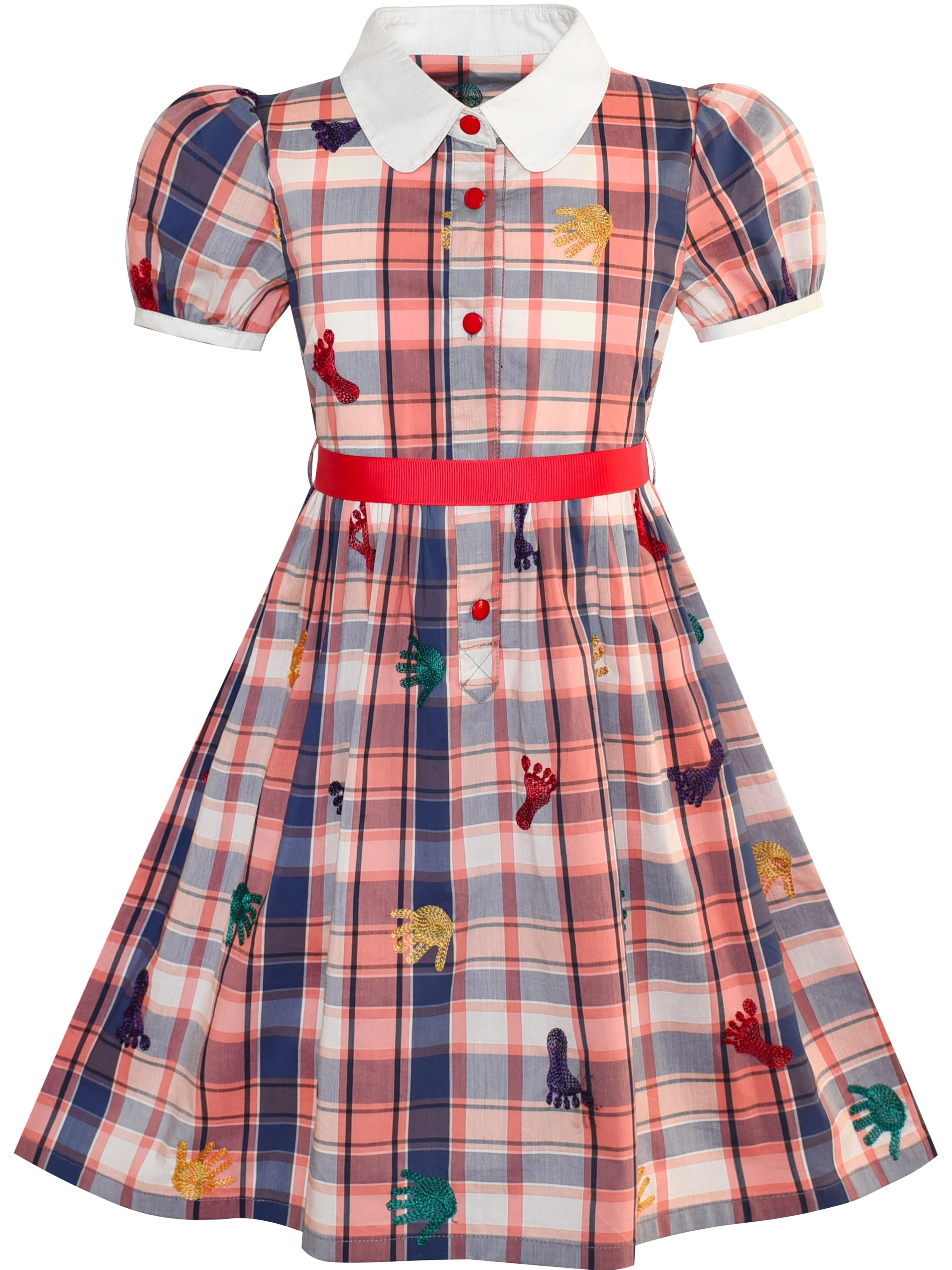 pink gingham school dress