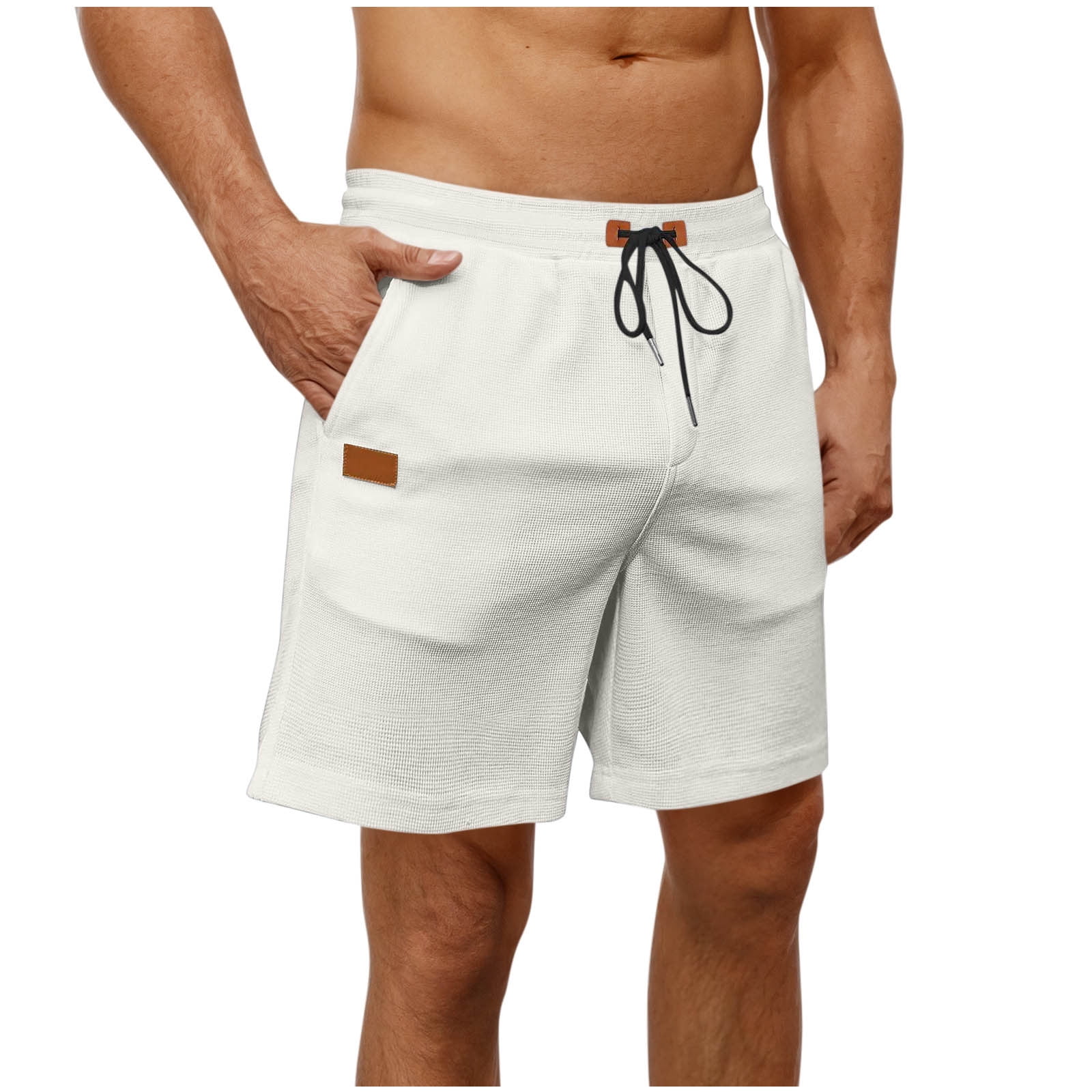 HaiMao Men's Casual Waffle Shorts Clearance with Pockets