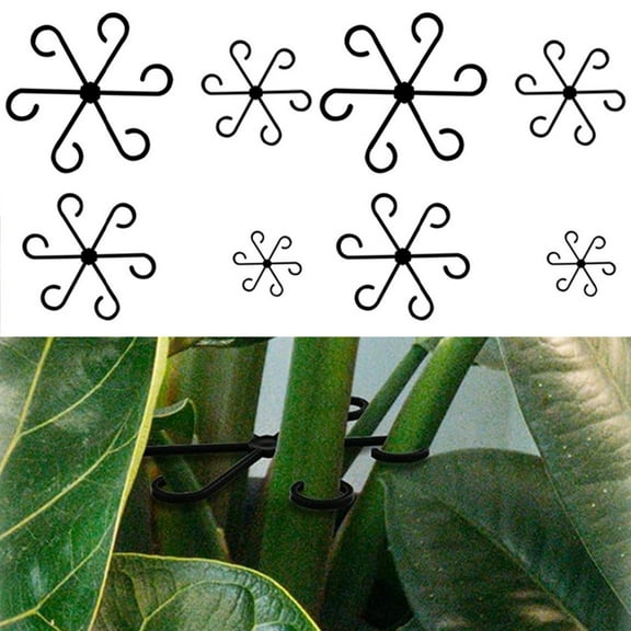 Clearance! Haidf 8Pcs Plant Stem Support, Climbing Houseplant Stem Supports, Plant Support Stakes for Indoor Plants, Reusable Flower Plant Stakes, Trellis Stem Hook Growth Accessories, Black