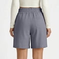 thumbnail image 5 of Brnmxoke Womens Plus Linen Shorts Oversized Summer Casual Wide Leg Shorts Elastic Waist Drawstring Beach Vacation Short with Pockets Dark Gray,XXXL, 5 of 6