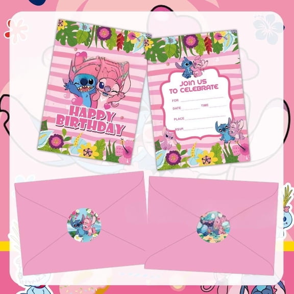 Set of 36pcs Cartoon Themed Happy Birthday Invitation Cards，Envelopes，sticker - Lightweight (120g), Postcard Style Invites for the Perfect Party Pack