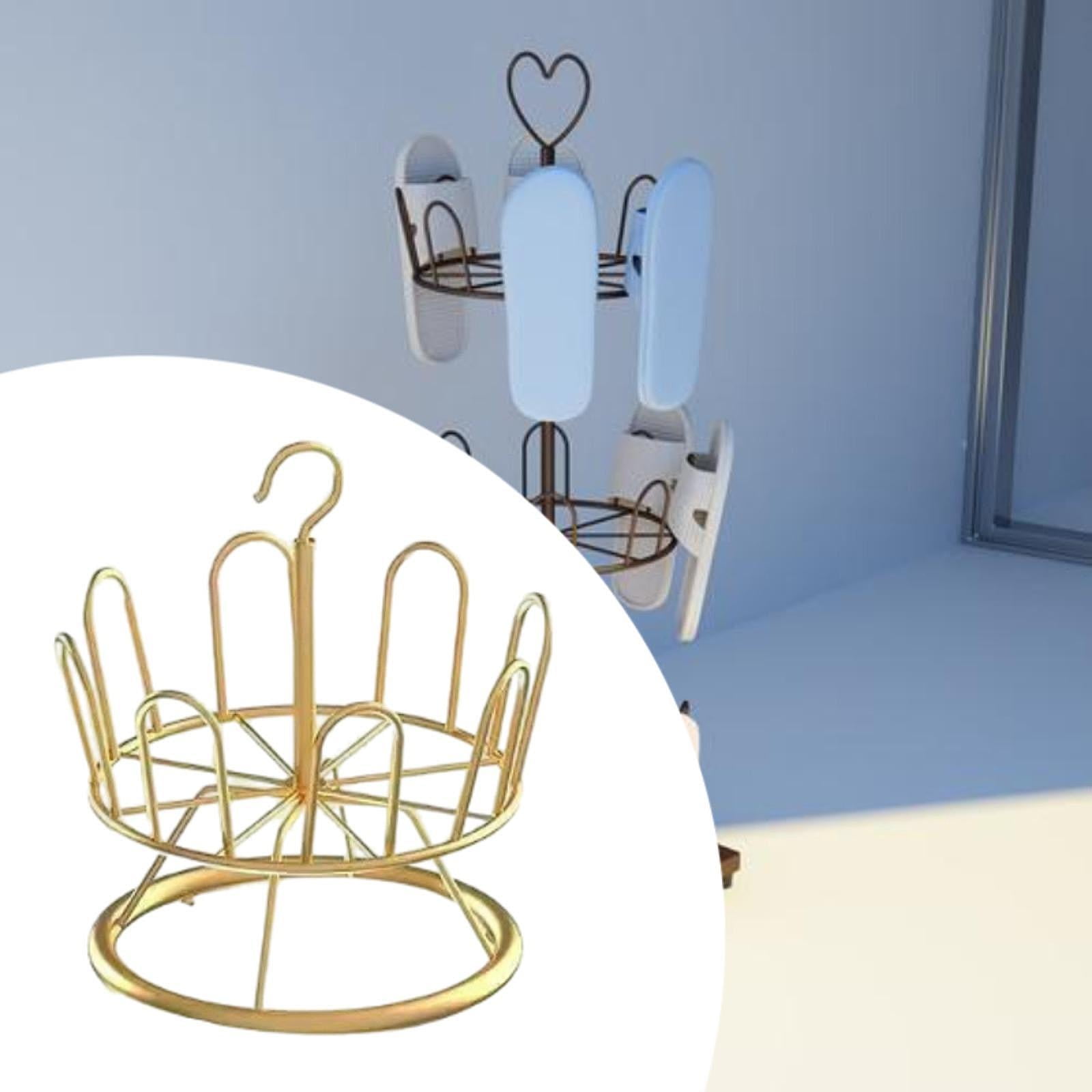 perfk Revolving Shoe Rack Modern Metal Shoe Tree Rack for Apartment Farmhouse Dorm Gold 1 Tier